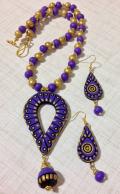 Tear Drop Purple Terracotta Necklace & Earrings Set!!!!! Tear Drop Purple Terracotta Necklace & Earrings Set!!!!!
