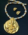 Antique Gold Ganesha Microplated Pendant & Earrings Antique Gold Ganesha Microplated Pendant & Earrings