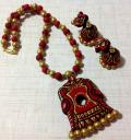 Terracotta Twin peacock Set with Matching Peacock Jhumkas