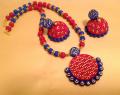 Terracotta Jewelry Set in Bright Red and Blue Terracotta Jewelry Set in Bright Red and Blue