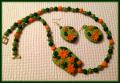 Green and Orange Embroidery Clay neck Set!!!!!