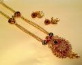 Antique Peacock Long Haaram Set with Jhumkas Antique Peacock Long Haaram Set with Jhumkas