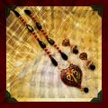 Meenakari Necklace & Jhumkas In Black & Red Meenakari Necklace & Jhumkas In Black & Red