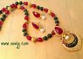 Antique Necklace Designed with Red and Green Beads!!!!! Antique Necklace Designed with Red and Green Beads!!!!!