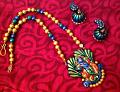 Handmade Krishna Set with Jhumkas Earrings Handmade Krishna Set with Jhumkas Earrings