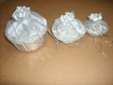 Silver Tissue Round Potli Batwa (Set of 3)