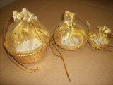 Golden Tissue Round Potli / Batwa (Set of 3)
