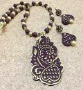 Handcrafted Embossed Brown/Gold Terracotta Jewelry Set Handcrafted Embossed Brown/Gold Terracotta Jewelry Set
