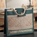 Handmade Bottle Green Recycled Jute Utility Bag 13 Handmade Bottle Green Recycled Jute Utility Bag 13