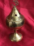 OM Design Brass Oil Lamp with Wick, Akhand Jyoti