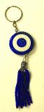 Handcrafted Beaded Blue Round Keychain Handcrafted Beaded Blue Round Keychain