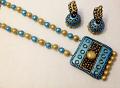 Peacock Blue & Gold Shades Ethnic Style Terracotta Set /w Jhumkas Peacock Blue & Gold Shades Ethnic Style Terracotta Set /w Jhumkas