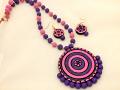 Handmade Purple & Pink Terracotta Necklace /w Earrings Handmade Purple & Pink Terracotta Necklace /w Earrings