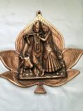 Antique Large Radha Krishna Statue Copper Wall Decor 