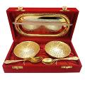 Gold Plated Bowl, Tray & Spoons Set in Red Velvet Gift Box Gold Plated Bowl, Tray & Spoons Set in Red Velvet Gift Box
