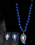 Traditional Blue Gold Hand made Necklace & Earring Set