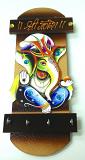 Wooden Indian Wall Art Key Holder, Beautiful Ganesh Key Stand