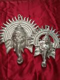 Decorative Lord Ganesh Silver Color Metal Wall Hanging Statue