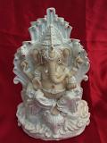 Carved Wood White Hindu God Ganesha Statue Carved Wood White Hindu God Ganesha Statue