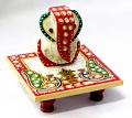 Abstract Marble Ganpati Idol Murti with Chowki