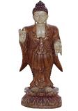 Handcraved Large Standing Wooden Buddha Statue (3 ft)