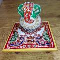 Abstract Marble Ganpati Idol (Murti & Chowki)