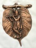 Standing Lord Krishna Playing Flute Copper Wall Hanging Standing Lord Krishna Playing Flute Copper Wall Hanging