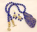 Blue & Gold Handmade Embossed Terracotta Set Blue & Gold Handmade Embossed Terracotta Set