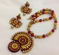 Red,Yellow and Gold Terracotta Set /w Matching Earrings Red,Yellow and Gold Terracotta Set /w Matching Earrings