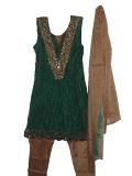 Masakali Churidar Suit, Kids Green & Tan Masakali Dress Masakali Churidar Suit, Kids Green & Tan Masakali Dress