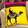Indian Home Decor Cushion Cover with Camel Print 16 x 16 